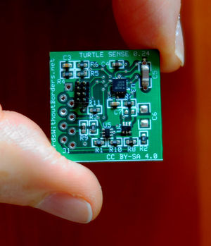 The accelerometer chip is slightly upper right from the center.